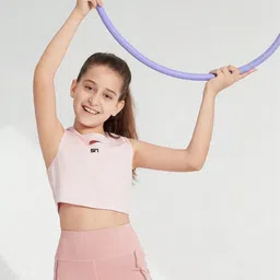 SPORTING NATION Girls Brand Logo Printed Spliced Neck Dri-FIT T-shirt image 4