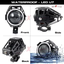 Allextreme U7 Led Bike Driving Drl Fog Light Spotlight, High/Low Beam, Flashing-With Blue Angel Eyes Light Ring (Pack Of 2) image 4