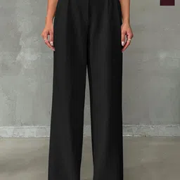 CILIMILI Women Pack Of 2 Relaxed Straight Leg High-Rise Non Iron Trousers-image-60