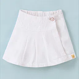 Little Kangaroos 100% Cotton Woven Mid Thigh Solid Color Skort - White-image-62