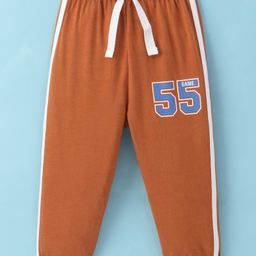 Zero Sinker Knit Full Length Lounge Pant Number Print - Rust-picture-37