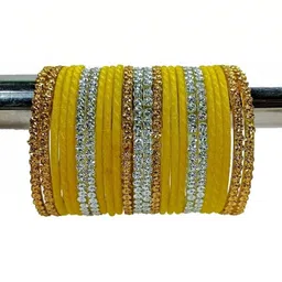 TRIOXY Yellow Glass Artificial Stones Bangle image 3