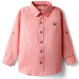 Rikidoos Cotton Woven Full Sleeves Solid Shirt - Red image 2