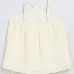 Taffykids Georgette Woven Sleeveless Ruffle Detailed Top - Cream image 3