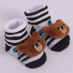 Cute Walk by Babyhug Socks With Animal Applique - Brown image 2
