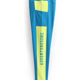 Honeyhap Premium Cotton Full Length Super Soft Stretchable Looper Jeggings with Bio Finish Text Print - Blue image 3