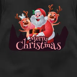 The Peppy Tend 100% Cotton Christmas Theme Full Sleeves Merry Christmas Text Printed Romper - Black image 4