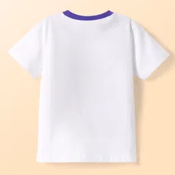 Babyhug Cotton Knit Half Sleeves Night Suit with Dino Print - White & Blue image 3