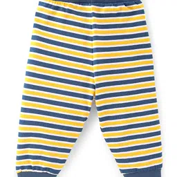 Babyhug Cotton Full Length Lounge Pant Striped & Tiger Printed Pack of 3 - Yellow & Navy Blue image 5