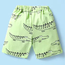 kookie kids india Kookie Kids Single Jersey Knit Half Sleeves Co-Ord Shorts Night Suit With Crocodile Print - Lime Green image 5