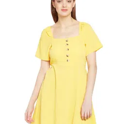 Oxolloxo Yellow Sunshine Passion Velvet Button Dress-image-64