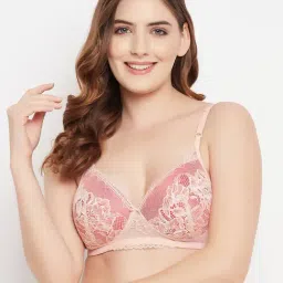 Clovia Pink Lace Work Everyday Bra-picture-28