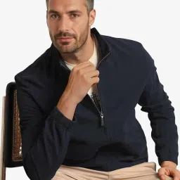 Rare Rabbit Navy Regular Fit Solid Jacket image 5