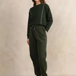 RAREISM Olive Cotton Blend Solid Trackpants image 5