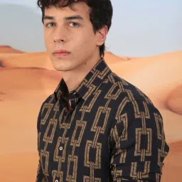 Rare Rabbit Grey Regular Fit Geometric Shirt image 5