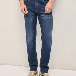 The Bear House Blue Cotton Slim Fit Solid Jeans-image-84