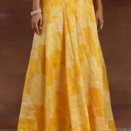 Libas Yellow Printed Silk Blend Co-Ords image 5