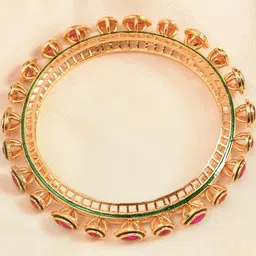 JAYPORE Women Set Of 2 Gold-Plated Stone-Studded Bangles image 5