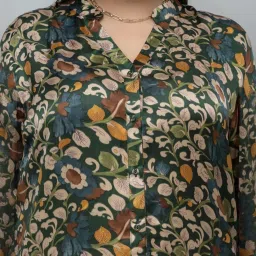 PURYS Green Printed Casual Shirt image 5