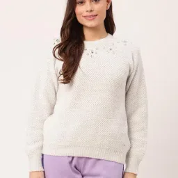 Elle Off White Embellished Sweater-image-97