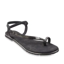 Metro Women's Jet Black Ankle Strap Sandals-picture-14
