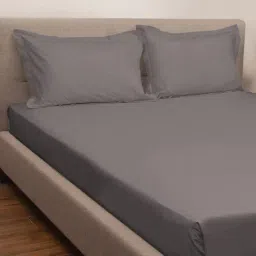 Petal Home Solid Grey 300 TC Cotton Pillow Covers - Set of 2-image-14