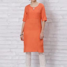 Rangriti Orange Straight Kurta-picture-11