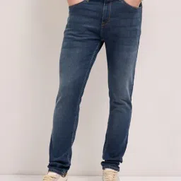 The Bear House Blue Cotton Slim Fit Solid Jeans-image-75