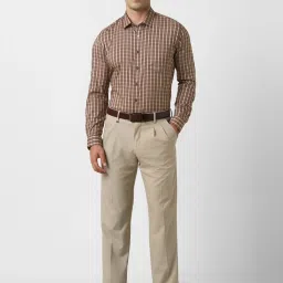 Van Heusen Brown Cotton Slim Fit Checks Shirt image 5