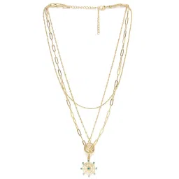 Karatcart Gold-Plated Blue Ship Handle Multicharm Multilayered Chain Necklace image 5