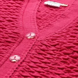 Aarika Pink Woolen Solid Long Sleeves Cardigan image 5