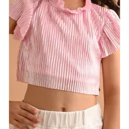 LilPicks Kids Light Pink Striped Crop Top image 5