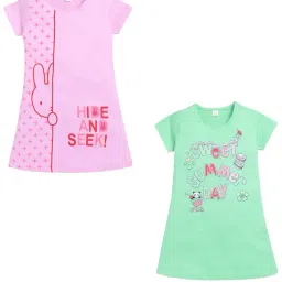 Todd N Teen Kids Multi Cotton Printed Nighty Dresses (Pack of 2)-image-73