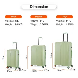 Nasher Miles The Line Hard-Sided Polypropylene Check-in Luggage Avacado Green 24 inch Trolley Bag image 5