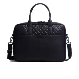 Gauge Machine Black Quilted Medium Leather Laptop Bag image 2