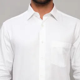 Cantabil White Cotton Regular Fit Shirt image 5