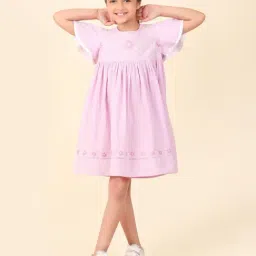 Fabindia Kids Lavender Embroidered Dress-picture-45