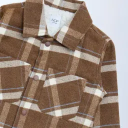 HOP Kids by Westside Brown Checked Design Cotton Shacket image 3