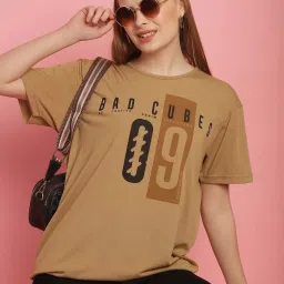 Vimal Jonney Mud Beige Cotton Printed Sports T-Shirt image 5