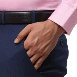 Park Avenue Blue Luxus Fit Texture Trousers image 5