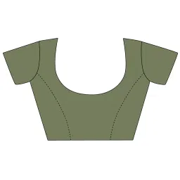 Elora Dusty Green Printed Saree With Blouse image 5