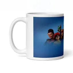 Mr UVD White & Blue Cartoon Characters Printed Ceramic Glossy Mug 350 ML image 3