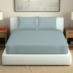 Spaces Floral Grey 300 TC Cotton King Bedsheet With 2 Pillow Covers-picture-19