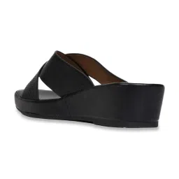 Ronnie Grey Women's Black Cross Strap Wedges image 5