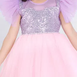 Ministitch Girls Lilac Regular Fit Sequence Party Dress image 5