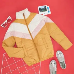YU by Pantaloons Kids Yellow Color Block Pattern Jacket-picture-39