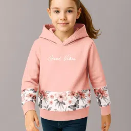 HELLCAT Girls Peach & Grey Melange Printed Hoodie - Pack of 2 image 3