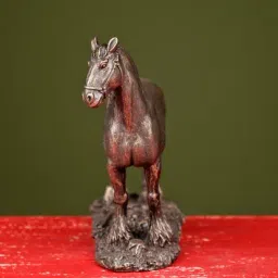 Ekaa Handicrafts Multicolour Bonded Bronze Walking Horse Statue image 5