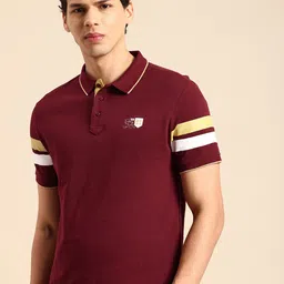 Being Human Striped Polo Collar Pure Cotton T-shirt-image-66