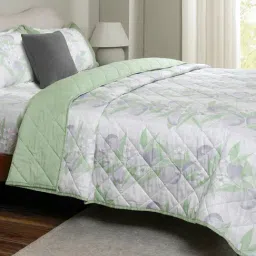 Maspar Purple Cotton Printed 200 TC Double Flat Bedsheet with 2 Pillow Covers-picture-26